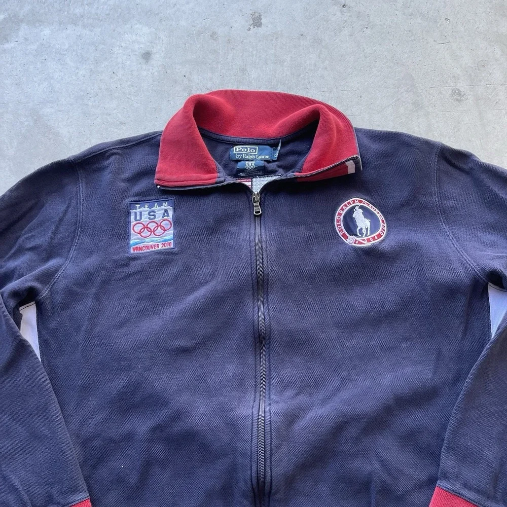 Polo Ralph Lauren Men Jacket XL Navy Team USA Olympic Vancouver 2010 Embroidered